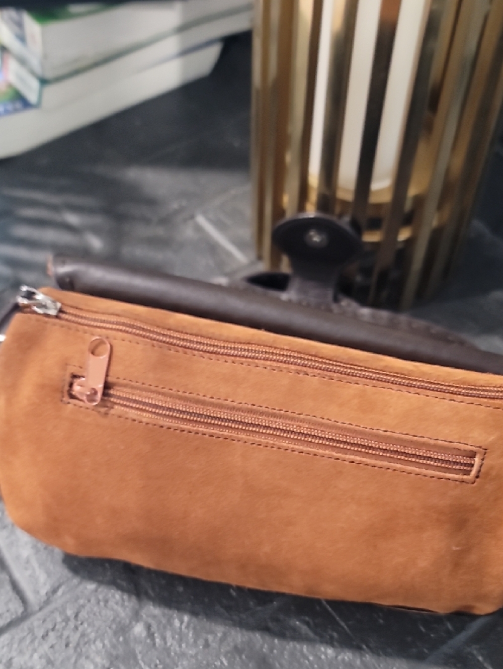 Vintage The Limited Suede Embossed Saddle Bag - Tan - Picture 6 of 8